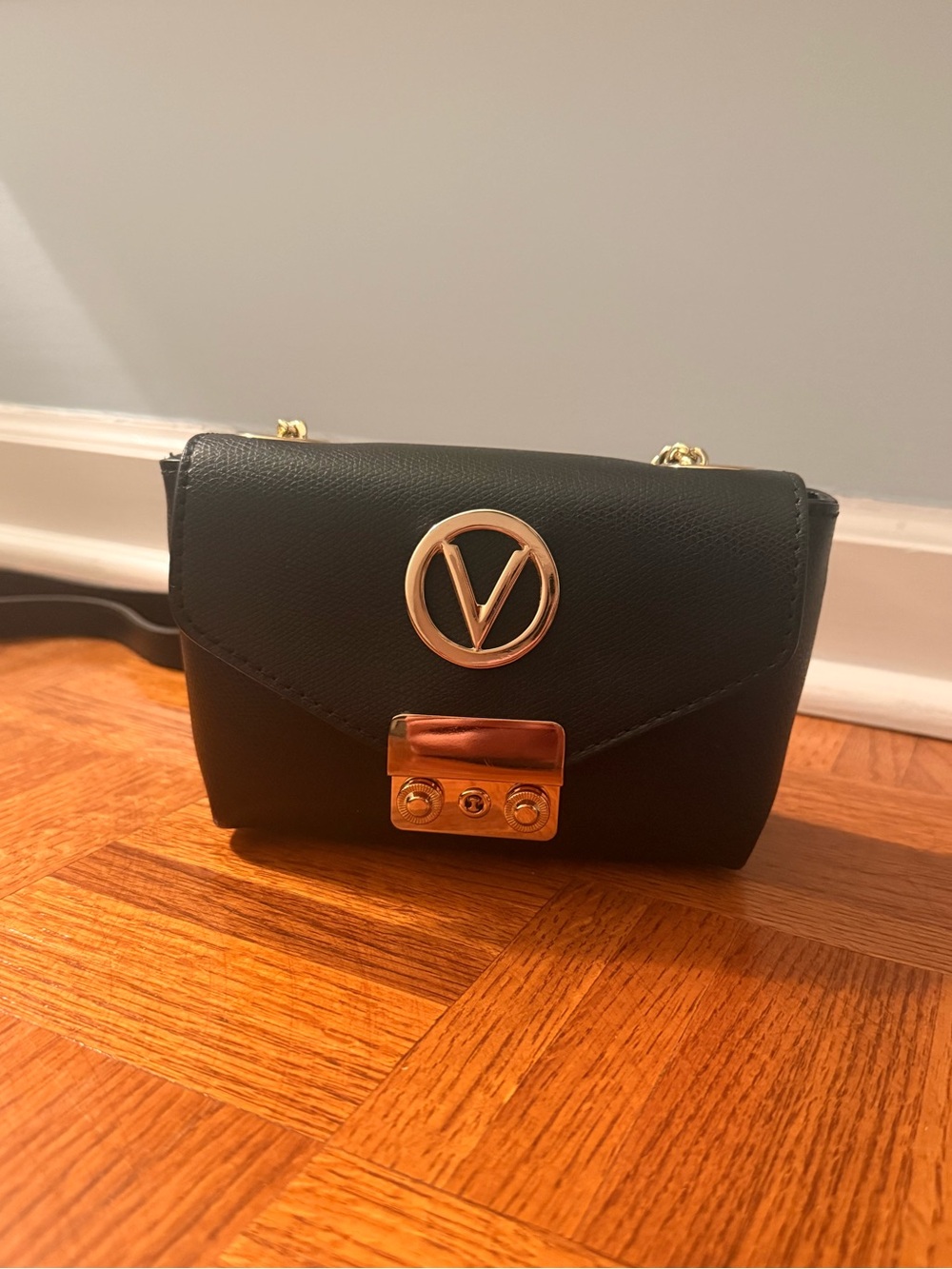 Valentino by Mario Valentino Lola Bonbon black leather crossbody bag - Picture 1 of 5